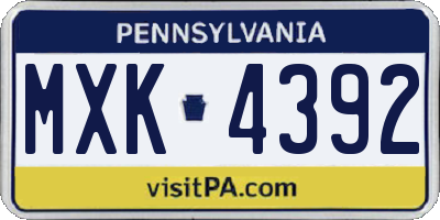 PA license plate MXK4392