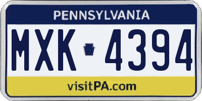 PA license plate MXK4394