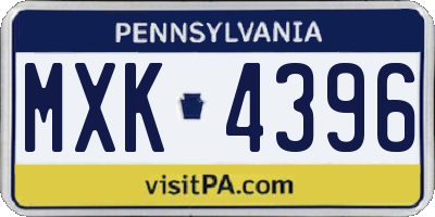 PA license plate MXK4396