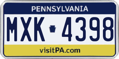 PA license plate MXK4398