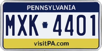 PA license plate MXK4401