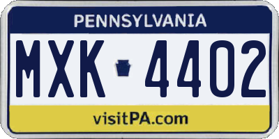PA license plate MXK4402
