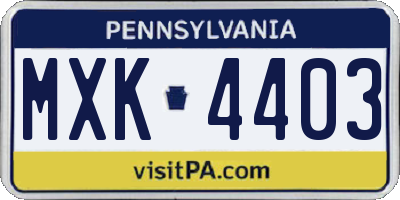 PA license plate MXK4403