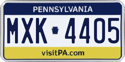 PA license plate MXK4405