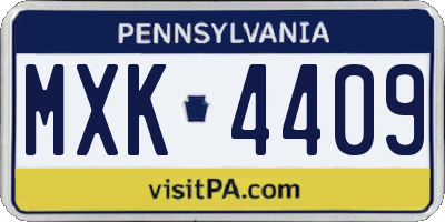 PA license plate MXK4409