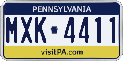 PA license plate MXK4411
