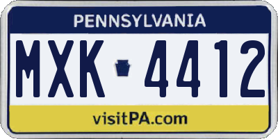 PA license plate MXK4412