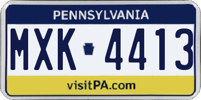 PA license plate MXK4413