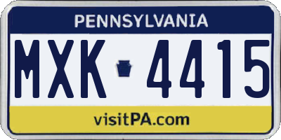 PA license plate MXK4415