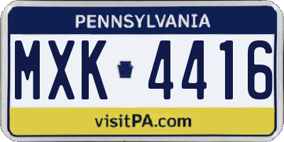 PA license plate MXK4416
