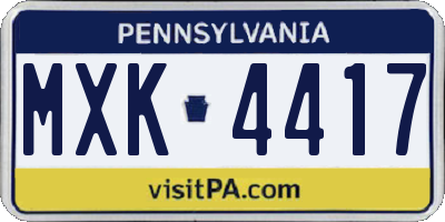 PA license plate MXK4417