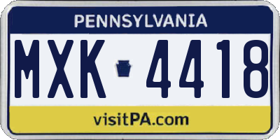 PA license plate MXK4418