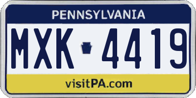 PA license plate MXK4419