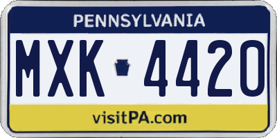 PA license plate MXK4420
