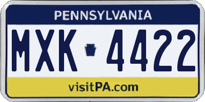 PA license plate MXK4422