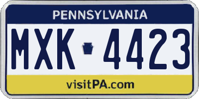 PA license plate MXK4423