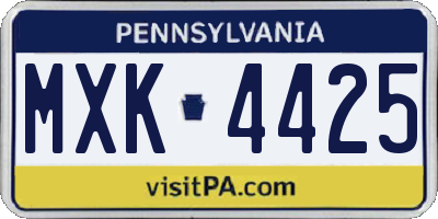 PA license plate MXK4425