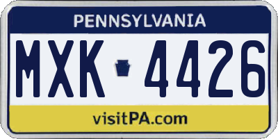 PA license plate MXK4426