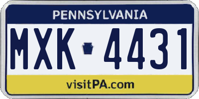 PA license plate MXK4431