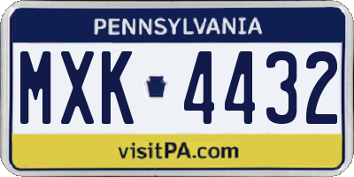 PA license plate MXK4432