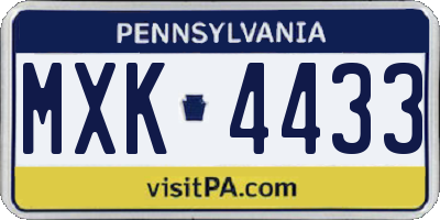 PA license plate MXK4433