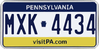 PA license plate MXK4434