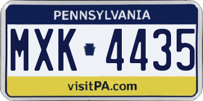 PA license plate MXK4435