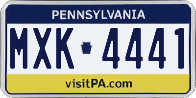 PA license plate MXK4441