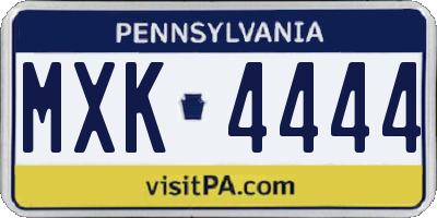 PA license plate MXK4444