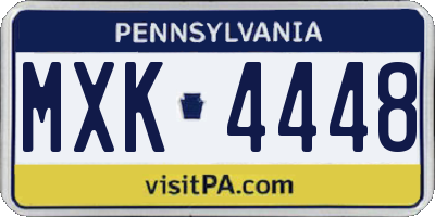 PA license plate MXK4448