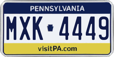 PA license plate MXK4449