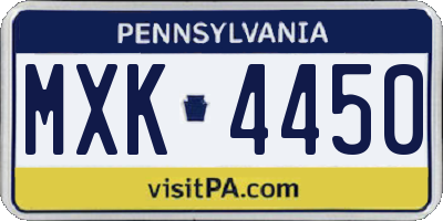PA license plate MXK4450