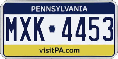 PA license plate MXK4453