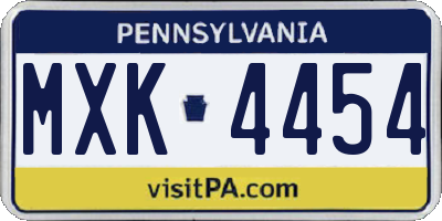 PA license plate MXK4454