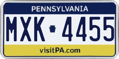 PA license plate MXK4455