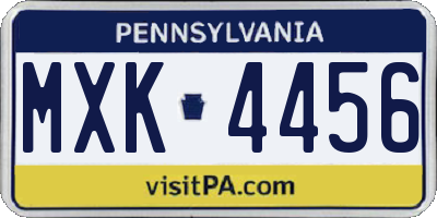 PA license plate MXK4456
