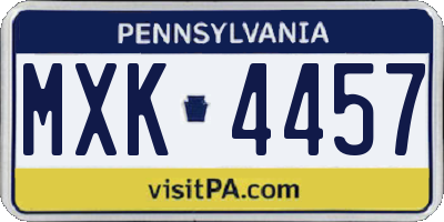 PA license plate MXK4457