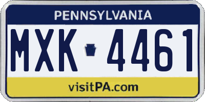 PA license plate MXK4461