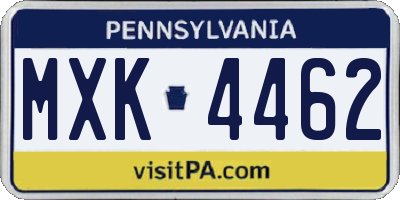 PA license plate MXK4462