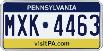 PA license plate MXK4463
