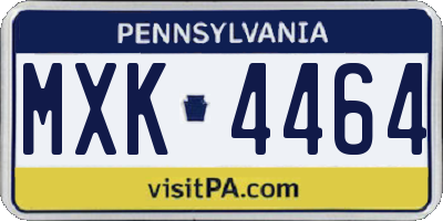 PA license plate MXK4464