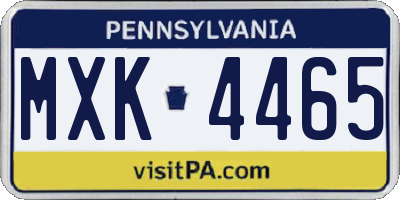 PA license plate MXK4465