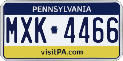 PA license plate MXK4466