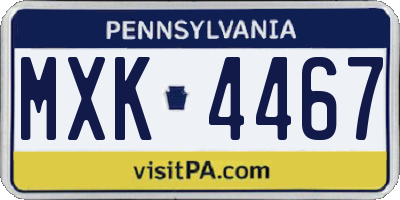 PA license plate MXK4467