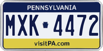 PA license plate MXK4472