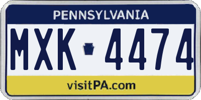 PA license plate MXK4474