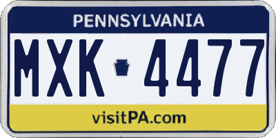 PA license plate MXK4477