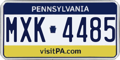 PA license plate MXK4485