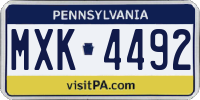 PA license plate MXK4492