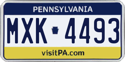 PA license plate MXK4493